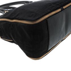 Pre Owned Givenchy Black Nylon and Leather Zip Detail Satchel