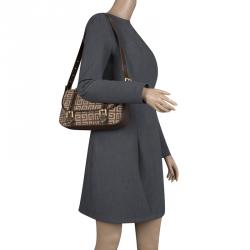 Pre Owned Givenchy Beige/Brown Canvas and Leather Shoulder Bag