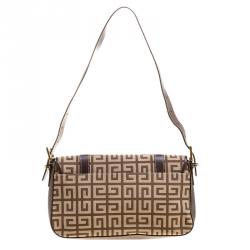 Pre Owned Givenchy Beige/Brown Canvas and Leather Shoulder Bag