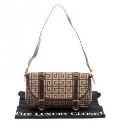 Pre Owned Givenchy Beige/Brown Canvas and Leather Shoulder Bag