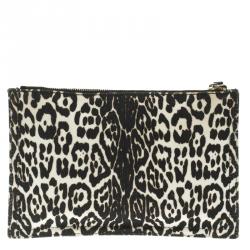Givenchy Black/White Leopard Print Canvas Antigona Pouch
