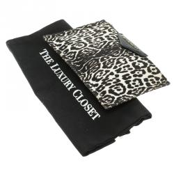 Givenchy Black/White Leopard Print Canvas Antigona Pouch