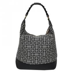 Pre Owned حقيبة كتف جيفنشي جلد/ كانفاس مونوغرامية سوداء