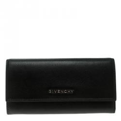 Givenchy Black Leather Pandora Long Flap Wallet