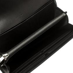 Givenchy Black Leather Pandora Long Flap Wallet
