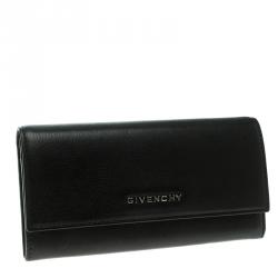 Givenchy Black Leather Pandora Long Flap Wallet