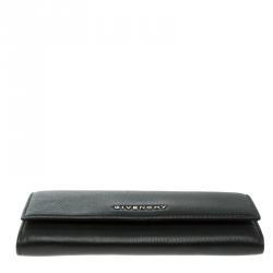 Givenchy Black Leather Pandora Long Flap Wallet