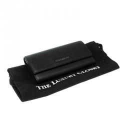 Givenchy Black Leather Pandora Long Flap Wallet