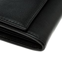 Givenchy Black Leather Pandora Long Flap Wallet