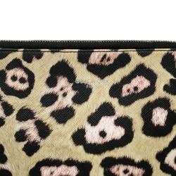 Givenchy Multicolor Leopard Print Coated Canvas Zip Pouch Clutch