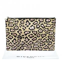 Givenchy Multicolor Leopard Print Coated Canvas Zip Pouch Clutch