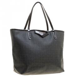 مملوكة مسبقًا Givenchy Dark Grey/Black Coated Canvas Logo Print Antigona Shopper Tote