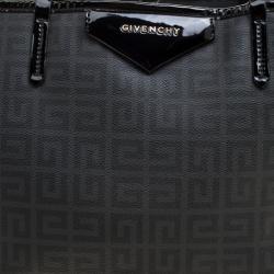 مملوكة مسبقًا Givenchy Dark Grey/Black Coated Canvas Logo Print Antigona Shopper Tote