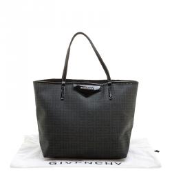 مملوكة مسبقًا Givenchy Dark Grey/Black Coated Canvas Logo Print Antigona Shopper Tote