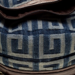 Pre Owned Givenchy Multicolor Denim and Leather Logo Print Hobo