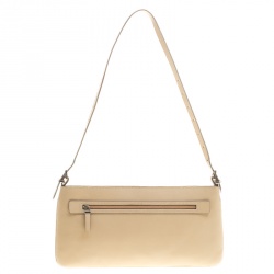 Pre Owned Givenchy Light Beige Leather Logo Shoulder bag