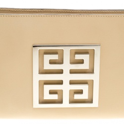 Pre Owned Givenchy Light Beige Leather Logo Shoulder bag