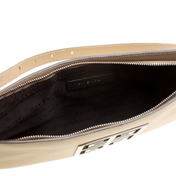 Pre Owned Givenchy Light Beige Leather Logo Shoulder bag