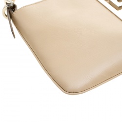 Pre Owned Givenchy Light Beige Leather Logo Shoulder bag