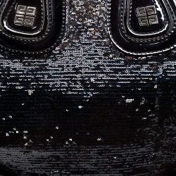 Pre Owned Givenchy Black Sequin and Patent Leather Medium Nightingale Tote