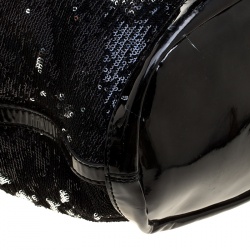 Pre Owned Givenchy Black Sequin and Patent Leather Medium Nightingale Tote