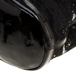 Pre Owned Givenchy Black Sequin and Patent Leather Medium Nightingale Tote