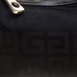 Pre Owned Givenchy Black Logo Print Canvas Hobo 