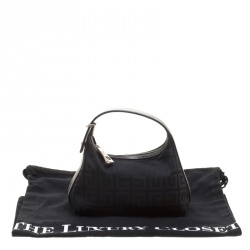 Pre Owned Givenchy Black Logo Print Canvas Hobo 
