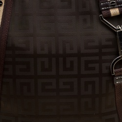 Pre Owned حقيبة يد جيفنشي جلد ونايلون شهيرة بنية/ كاكية