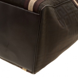 Pre Owned حقيبة يد جيفنشي جلد ونايلون شهيرة بنية/ كاكية