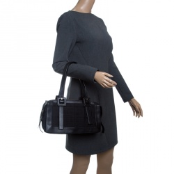 Givenchy Black Signature Canvas and Leather Boston Bag