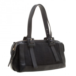 Givenchy Black Signature Canvas and Leather Boston Bag