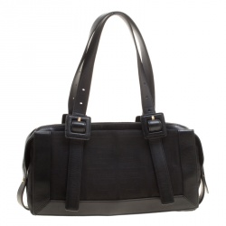 Givenchy Black Signature Canvas and Leather Boston Bag