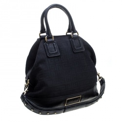 مملوكة مسبقًا حقيبة يد جيفنشي جلد وكانفاس مونوغرامية سوداء