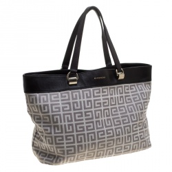 Pre Owned حقيبة يد جيفنشي جلد وكانفاس مونوغرامية رمادية/ بنية داكنة