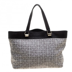 Pre Owned حقيبة يد جيفنشي جلد وكانفاس مونوغرامية رمادية/ بنية داكنة