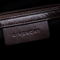 Pre Owned حقيبة يد جيفنشي جلد وكانفاس مونوغرامية رمادية/ بنية داكنة