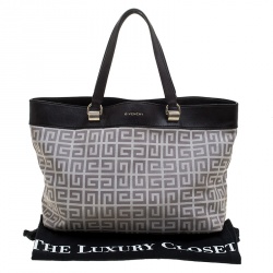 Pre Owned حقيبة يد جيفنشي جلد وكانفاس مونوغرامية رمادية/ بنية داكنة