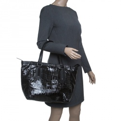 Pre Owned حقيبة يد جيفنشي جلد وكانفاس مقوى مونوغرامية سوداء