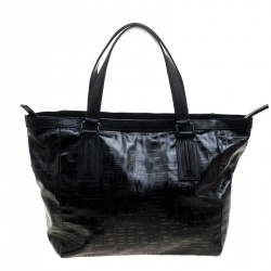 Pre Owned حقيبة يد جيفنشي جلد وكانفاس مقوى مونوغرامية سوداء