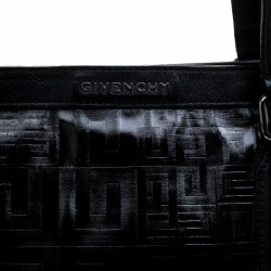 Pre Owned حق يبة يد جيفنشي جلد وكانفاس مقوى مونوغرامية سوداء