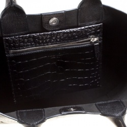 Pre Owned Givenchy Black Croc Embossed Leather Easy Tote