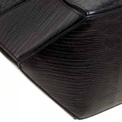 Pre Owned Givenchy Black Croc Embossed Leather Easy Tote