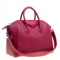Pre Owned Givenchy Magenta Leather Medium Antigona Satchel