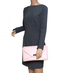 Pre Owned Givenchy Pink Leather Medium Shark Flap Clutch