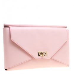 Pre Owned Givenchy Pink Leather Medium Shark Flap Clutch