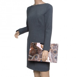 Pre Owned حقيبة كلتش جيفنشي أنتيغونا كانفاس مقوى فراشة مطبوعة وردية