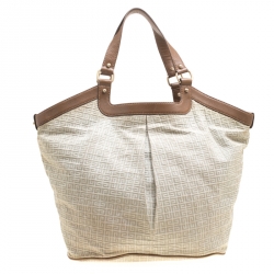 Pre Owned Givenchy Grey/Brown Signature Fabric Drawstring Tote