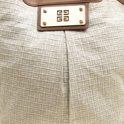 Pre Owned Givenchy Grey/Brown Signature Fabric Drawstring Tote