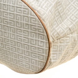 Pre Owned Givenchy Grey/Brown Signature Fabric Drawstring Tote